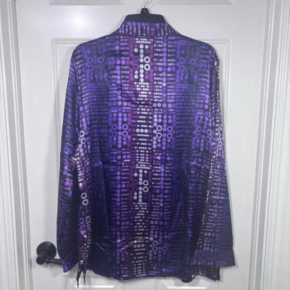 NWOT Victoria's Secret Patterned Satin Pajama Set Women’s L Purple